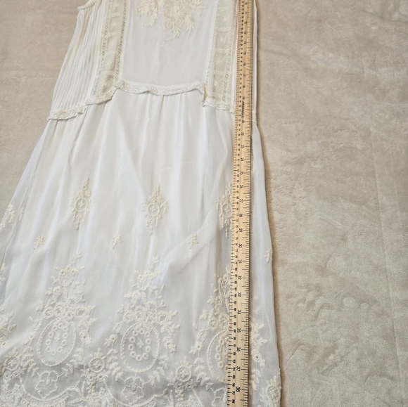 Elegant Whitish Cream Embroidered Dress - Picture 11 of 11